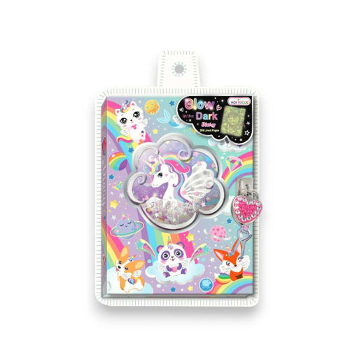 Picture of HOT FOCUS SECRET DIARY UNICORN X/LOCK  KEYS - GLOW IN THE DA